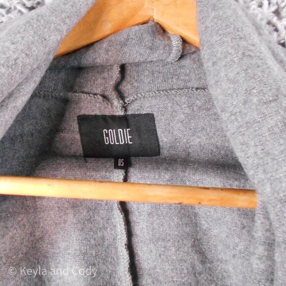 GOLDIE London Wool Open Front Cardigan Falling Out Grey Women's One Long Sleeve - Picture 5 of 14